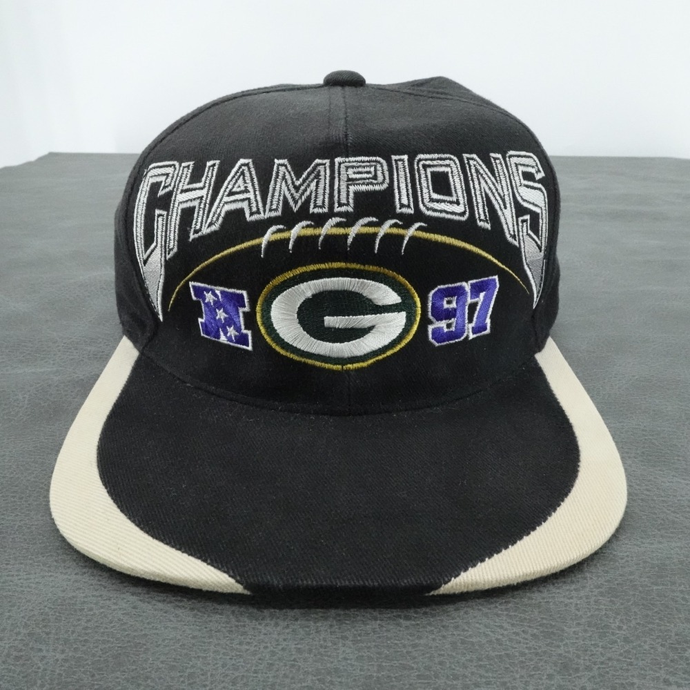 Vintage‎ Green Bay Packers Champions Hat 1997 Cap Black NFL Pro Line